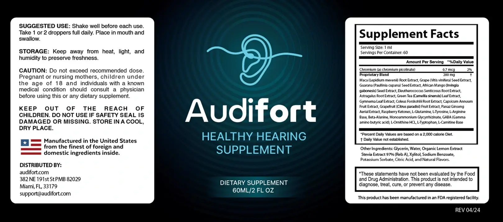Audifort Supplement Facts